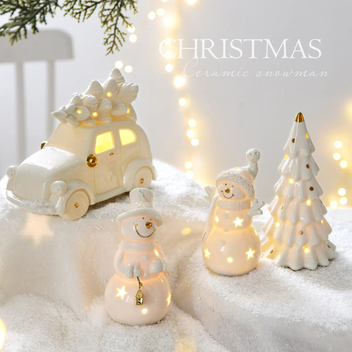 Ceramic Christmas Ball & Bell Gift Pack - Desktop Home Decor & Scene Decoration Props π