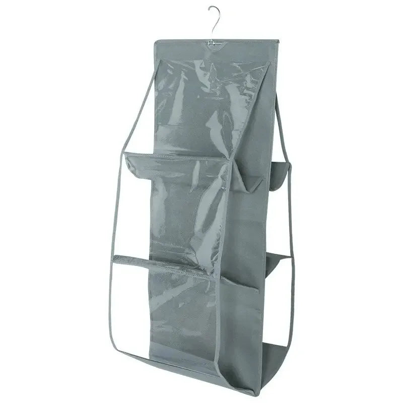 6-pocket hanging handbag organizer for wardrobe or closet – Waterproof storage bag with clear pockets
