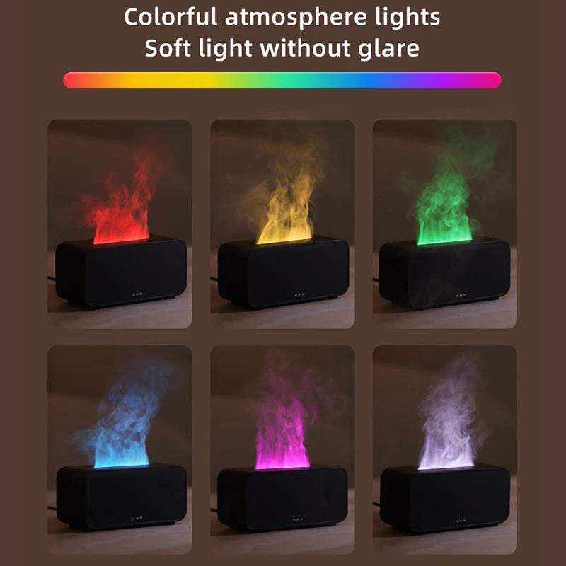 Mini LED Flame Aromatherapy Humidifier with Timer - Colorful Light Perfume Diffuser for Home
