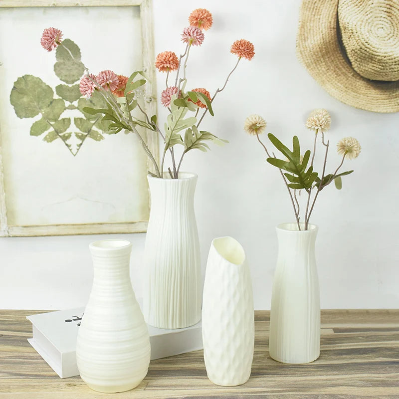 Modern Plastic Flower Vase β White, Pink, and Blue Flower Pot Basket for Nordic Home and Living Room Decor π·