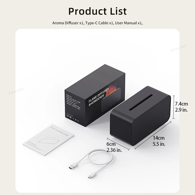 Mini LED Flame Aromatherapy Humidifier with Timer - Colorful Light Perfume Diffuser for Home