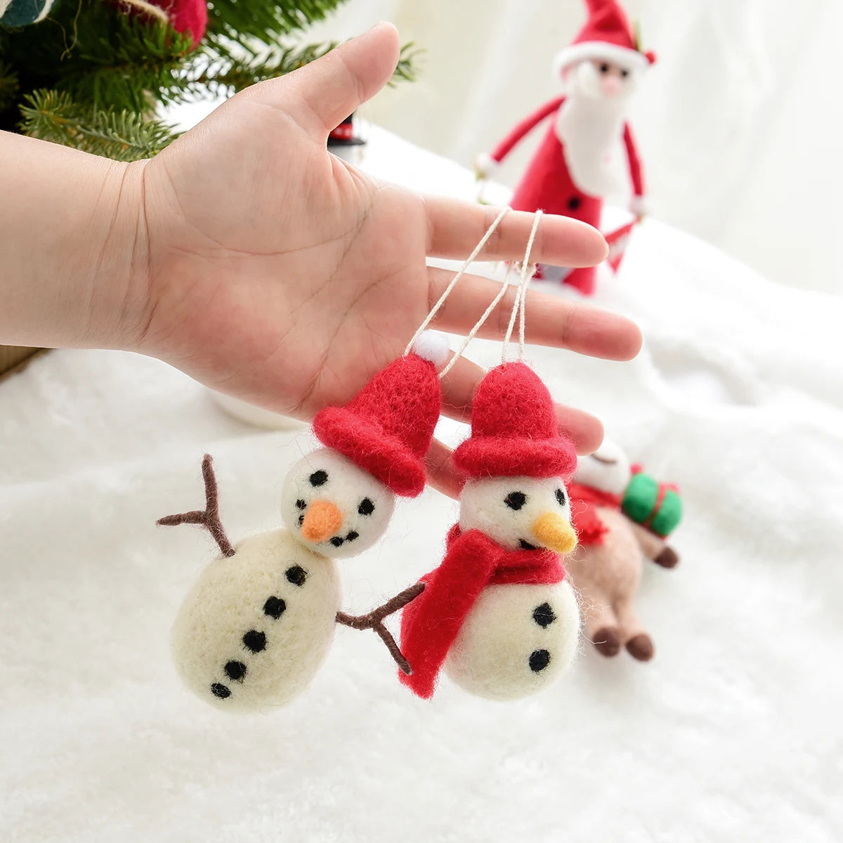 Felt Christmas Tree Ornament – Snowman & Deer Head