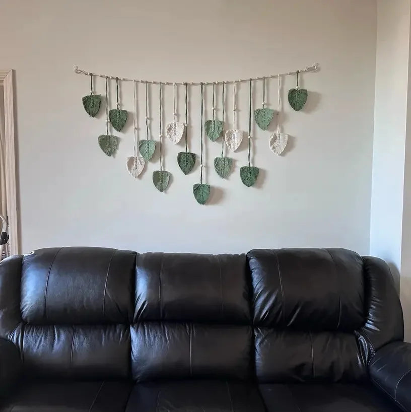 Nordic Handwoven Leaf Tapestry – Bohemian Photo Clip for Bedroom and Children’s Room Wall Decor 🌿