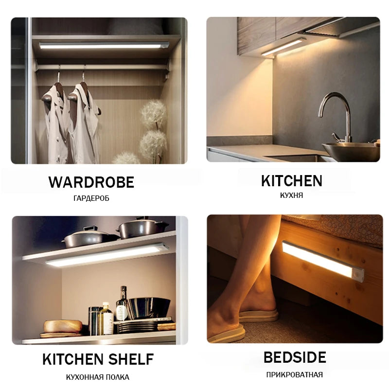 USB Rechargeable LED Motion Sensor Night Light – Magnetic Wall-Mounted Decor Lamp with Three Functions