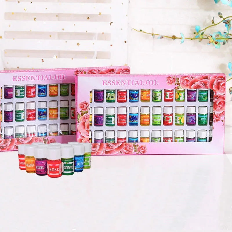 36x3ml Essential Oils Set: Lavender, Rose & Mixed Aromatherapy Blends β Perfect for Humidifiers, Diffusers & Room Fragrance