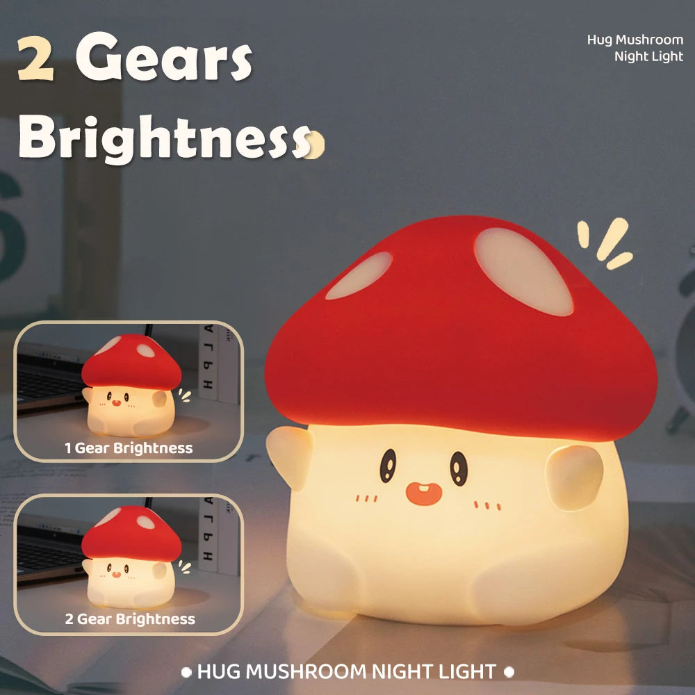 Adorable Mushroom Night Light β 2-Level Dimmable Red Panda Lamp for Nursery, Perfect for Sleep Time π
