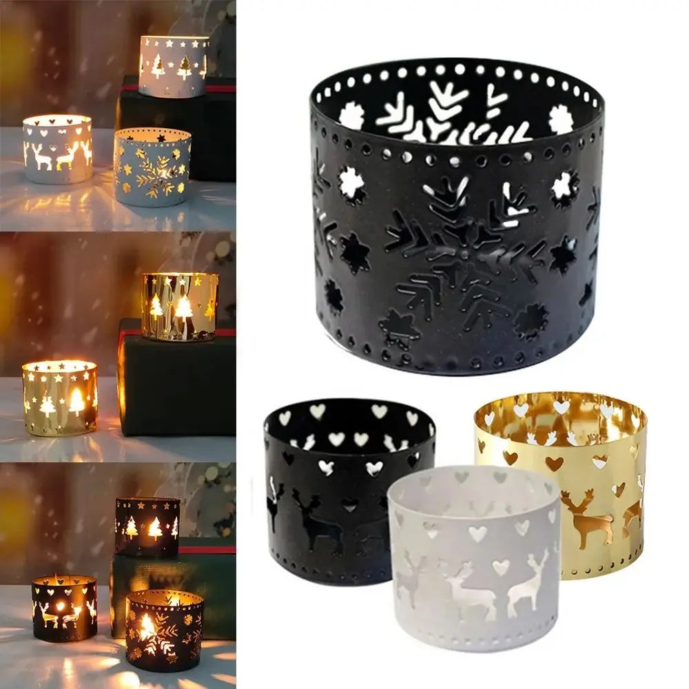 Creative Xmas Decorations: Elk Hollow Candlestick, Snowflake Design, Perfect for Navidad Gift and Home Table Ornaments. π¦β¨