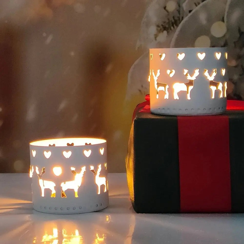 Creative Xmas Decorations: Elk Hollow Candlestick, Snowflake Design, Perfect for Navidad Gift and Home Table Ornaments. π¦β¨
