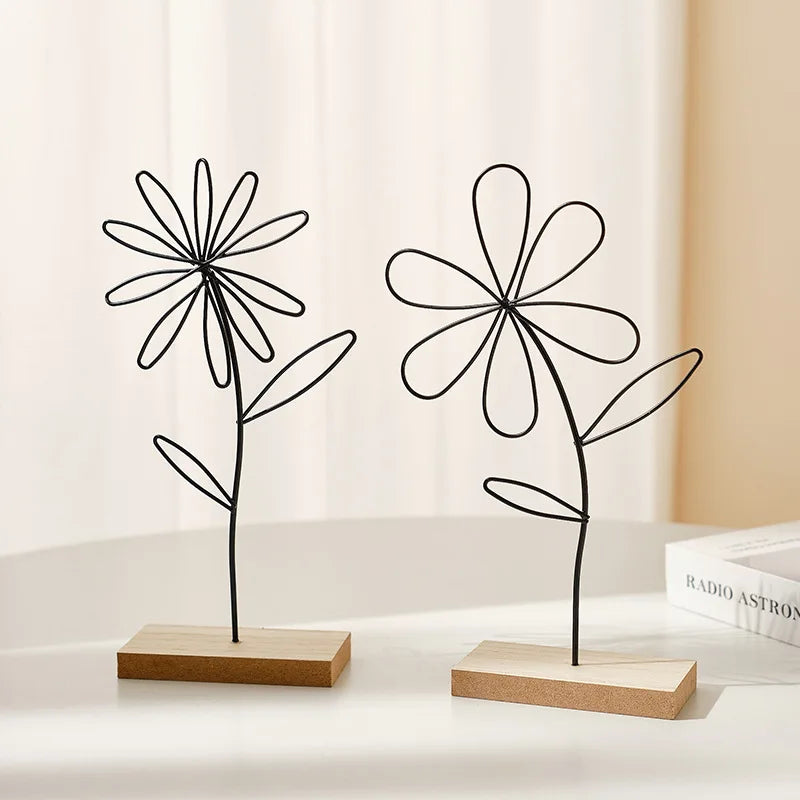 Nordic Iron Flower Decoration – Creative Metal Craft for Home and Living Room