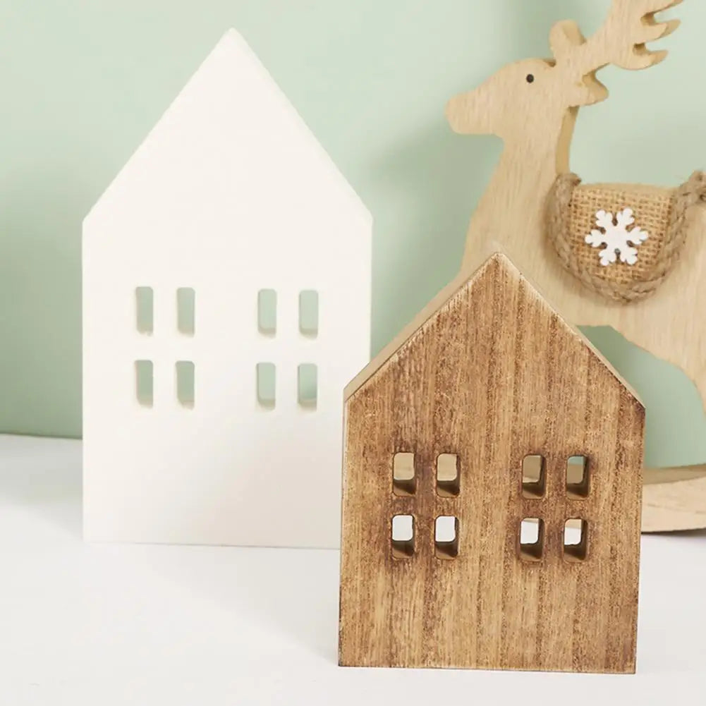 Mini Wooden Log Cabin Christmas Decor