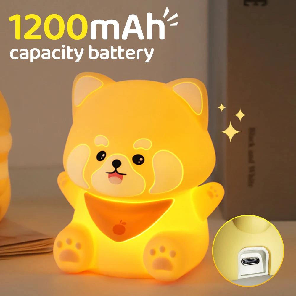 Adorable Mushroom Night Light β 2-Level Dimmable Red Panda Lamp for Nursery, Perfect for Sleep Time π