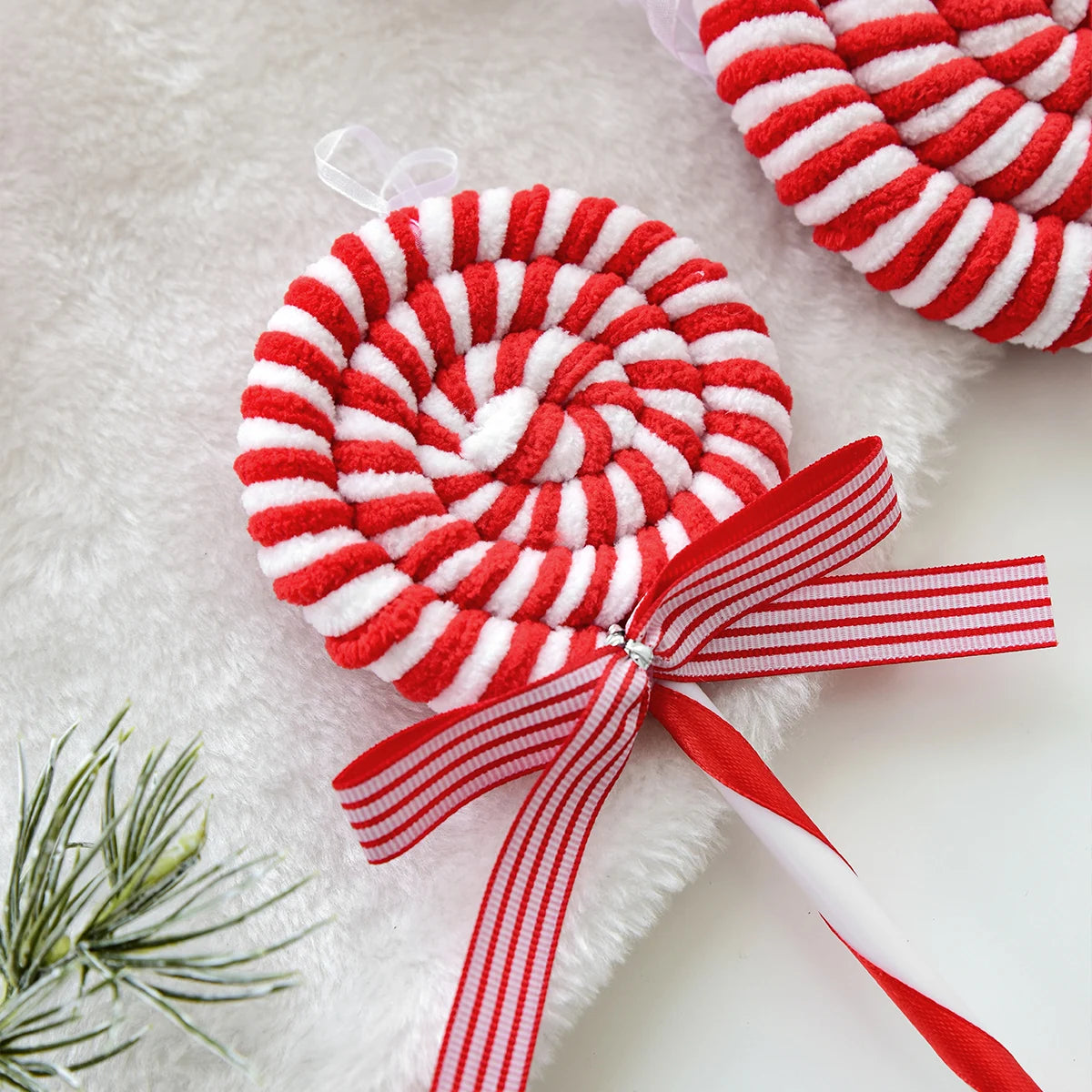 "Red & White Velvet Christmas Ornaments: Balls, Canes, & Decorative Pendants" π