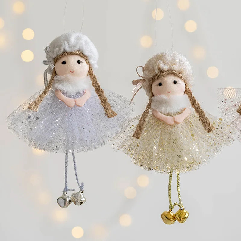 White Pink Gold Navidad Angel Girl Doll Ornaments π