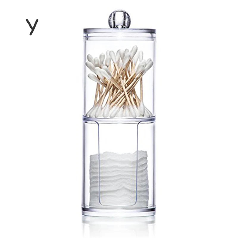 Acrylic Storage Box with Lid – Clear Plastic Jar for Q-tip Holder & Makeup Organizer