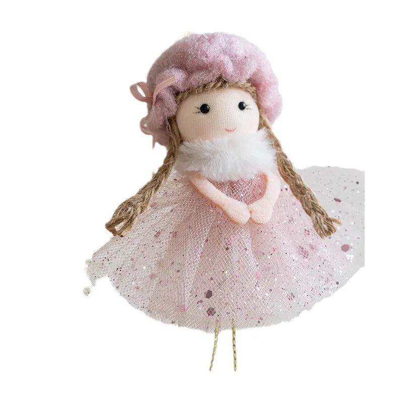 White Pink Gold Navidad Angel Girl Doll Ornaments π