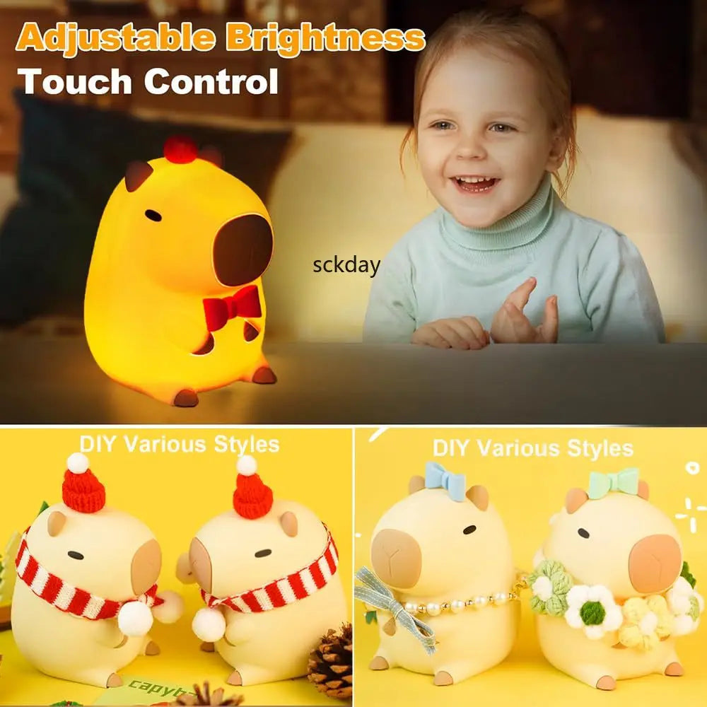 Capybara LED Night Light - Soft Silicone Touch Lamp for Kids' Room Decor π