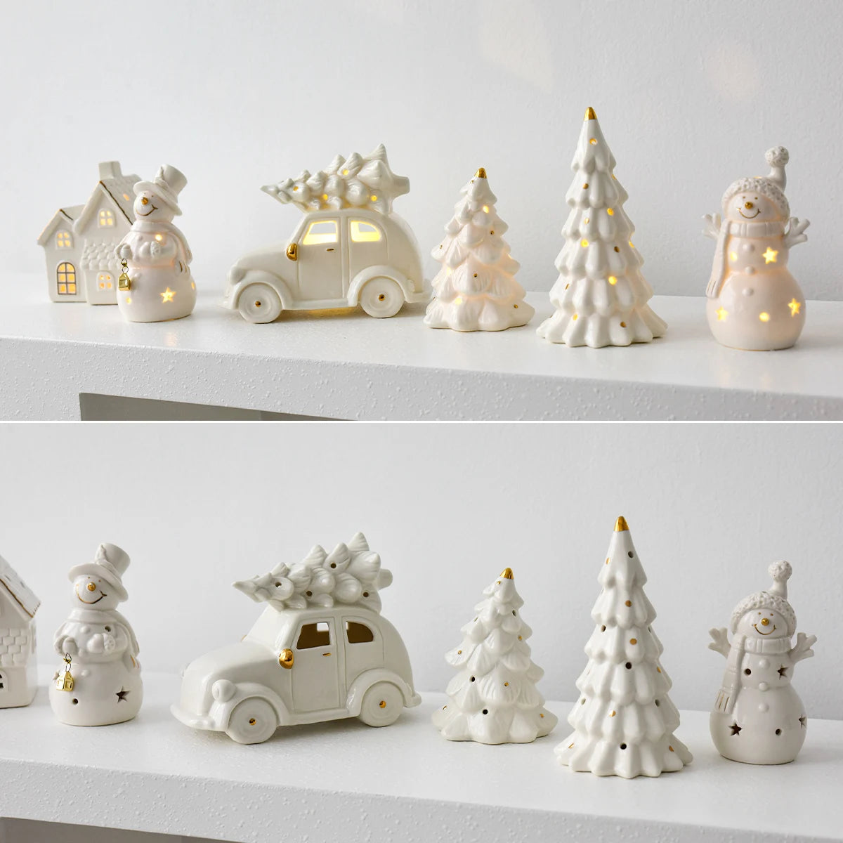 Ceramic Christmas Ball & Bell Gift Pack - Desktop Home Decor & Scene Decoration Props 🎄