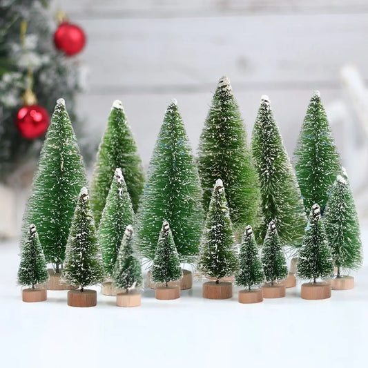 🎄 Artificial Mini Wooden Christmas Tree – Tabletop Ornament Decor 🎄